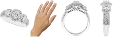 Macy's Diamond Three Stone Halo Ring (1 ct. t.w.) in 14k White Gold